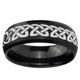 5, 8mm Celtic Knot Love Dome Brush Black Tungsten Ring