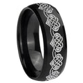 10mm Celtic Knot Heart Dome Brush Black Tungsten Carbide Men's Engagement Band