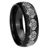 8mm Celtic Knot Heart Dome Brush Black Tungsten Carbide Engagement Ring