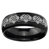 5, 8mm Celtic Knot Heart Dome Brush Black Tungsten Ring