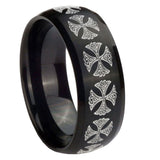 10mm-Medieval-Cross-Dome-Brush-Black-Tungsten-Carbide-Men's-Engagement-Band