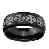10mm-Medieval-Cross-Dome-Brush-Black-Tungsten-Carbide-Men's-Engagement-Band
