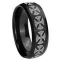 10mm Medieval Cross Dome Brush Black Tungsten Carbide Men's Engagement Band
