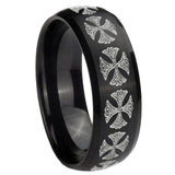 8mm Medieval Cross Dome Brush Black Tungsten Carbide Engagement Ring