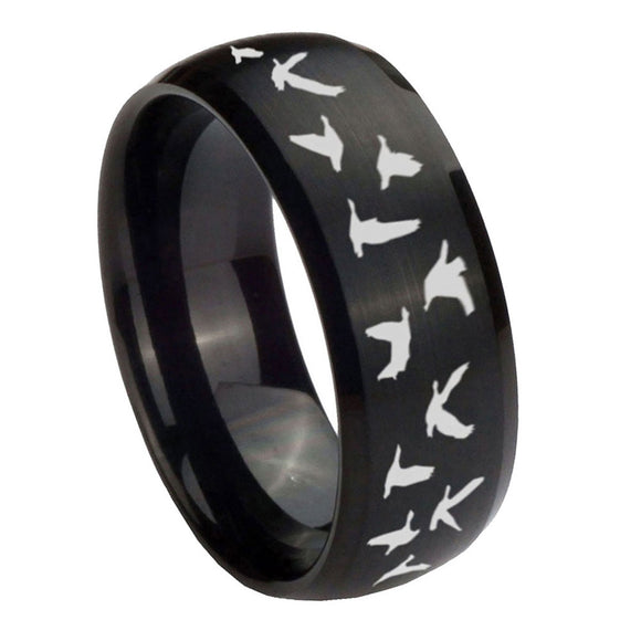 10mm-Flying-Geese-Hunting-Dome-Brush-Black-Tungsten-Carbide-Men's-Engagement-Band