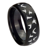 10mm-Flying-Geese-Hunting-Dome-Brush-Black-Tungsten-Carbide-Men's-Engagement-Band
