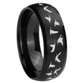 10mm Flying Geese Hunting Dome Brush Black Tungsten Carbide Men's Engagement Band