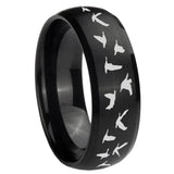 8mm Flying Geese Hunting Dome Brush Black Tungsten Carbide Engagement Ring