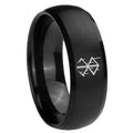 8MM Stigma Sangrando Berserk Inspired Dome Matte Black Mens Wedding Bands Silver