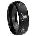 8MM Blackborne Caryll Runes Dome Matte Black Mens Wedding Bands Silver