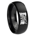 8MM Zelda Link Dome Matte Black Mens Wedding Bands Silver