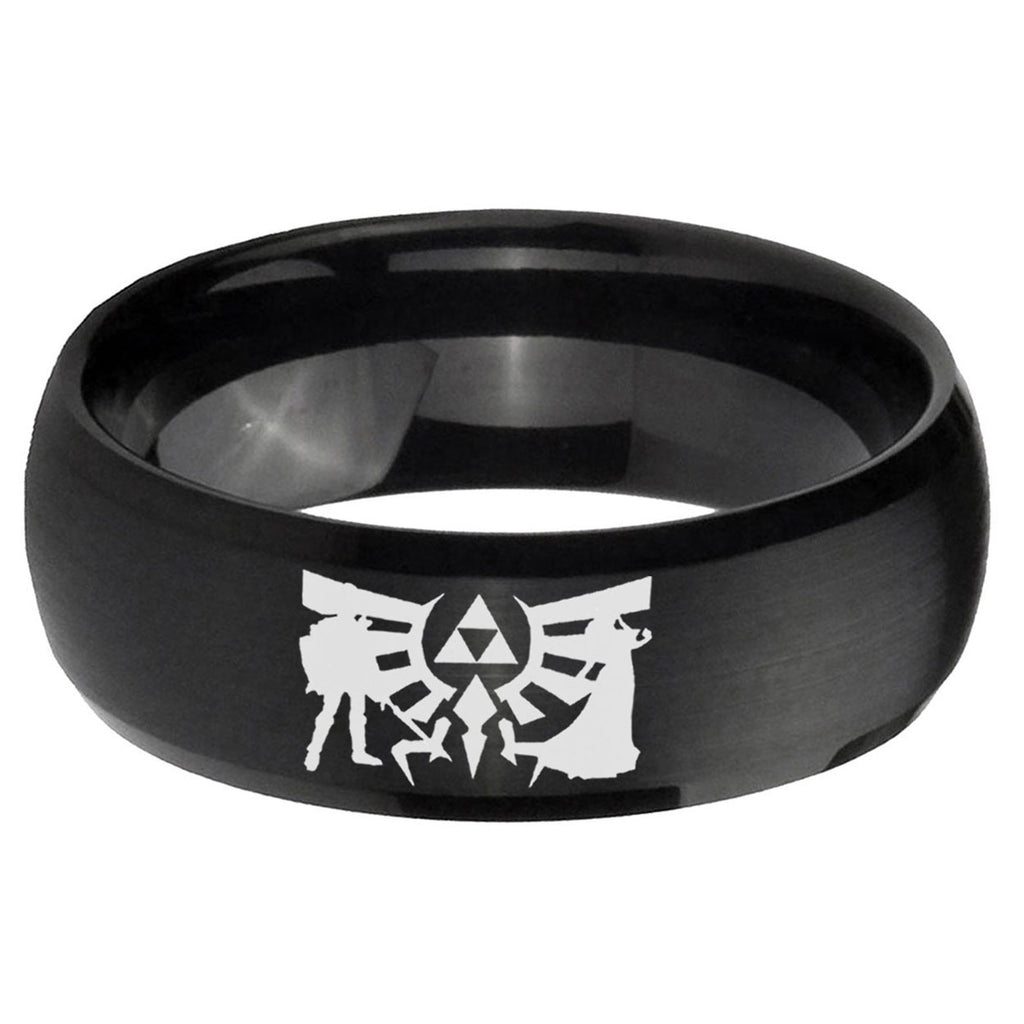 5MMZelda Link Dome Matte Black Mens Wedding Bands Silver