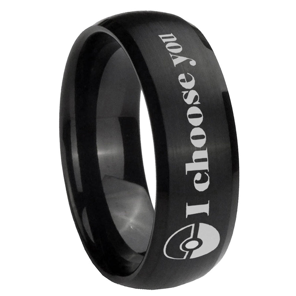 8MM Pokeball Pokemon Dome Matte Black Mens Wedding Bands Silver