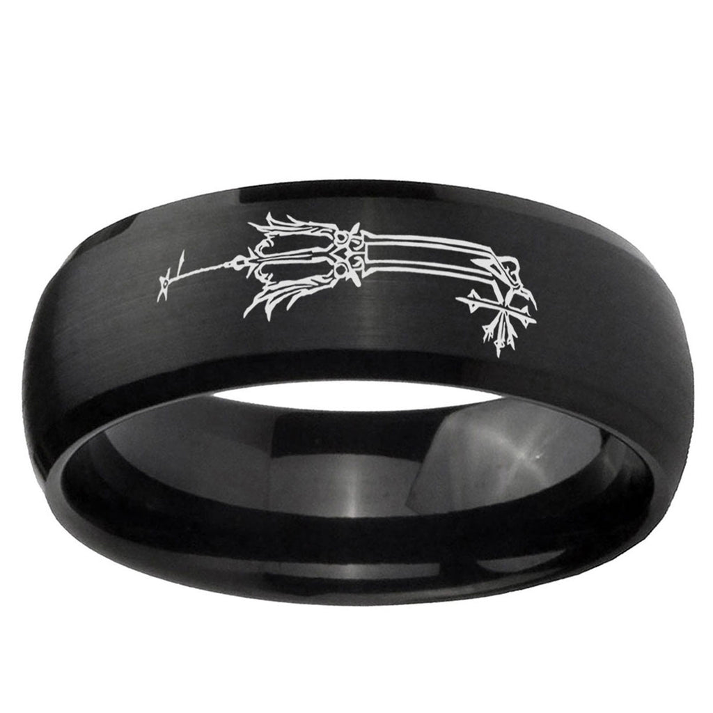 5MMGeekery Oathkeeper Kingdom Hearts Dome Matte Black Mens Wedding Bands Silver