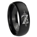 8MM Zelda Breath Of The Wild Dome Matte Black Mens Wedding Bands Silver