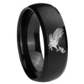 8MM Flying American Eagle Dome Matte Black Mens Wedding Bands Silver
