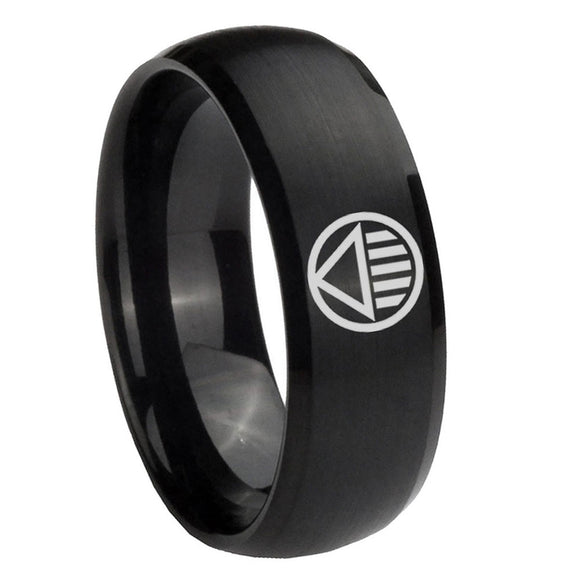 8mm Black Lantern Dome Matte Black Tungsten Carbide Wedding Bands