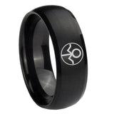 8mm Gray Lantern Dome Matte Black Silver Wedding Bands For Him