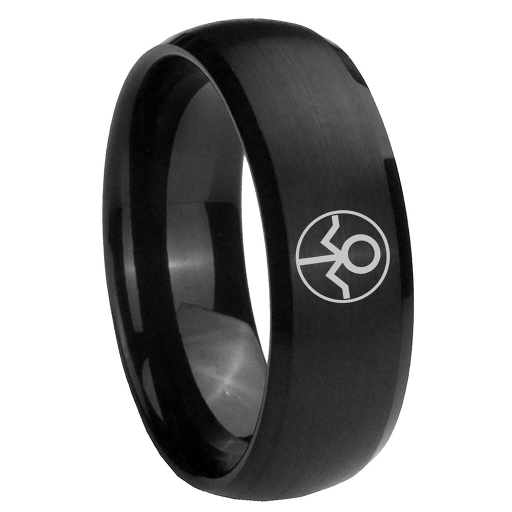 8MM Gray Lantern Dome Matte Black Silver Wedding Bands For Him