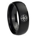8MM Gray Lantern Dome Matte Black Silver Wedding Bands For Him