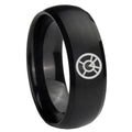 8MM Orange lantern Dome Matte Black Mens Wedding Bands Silver