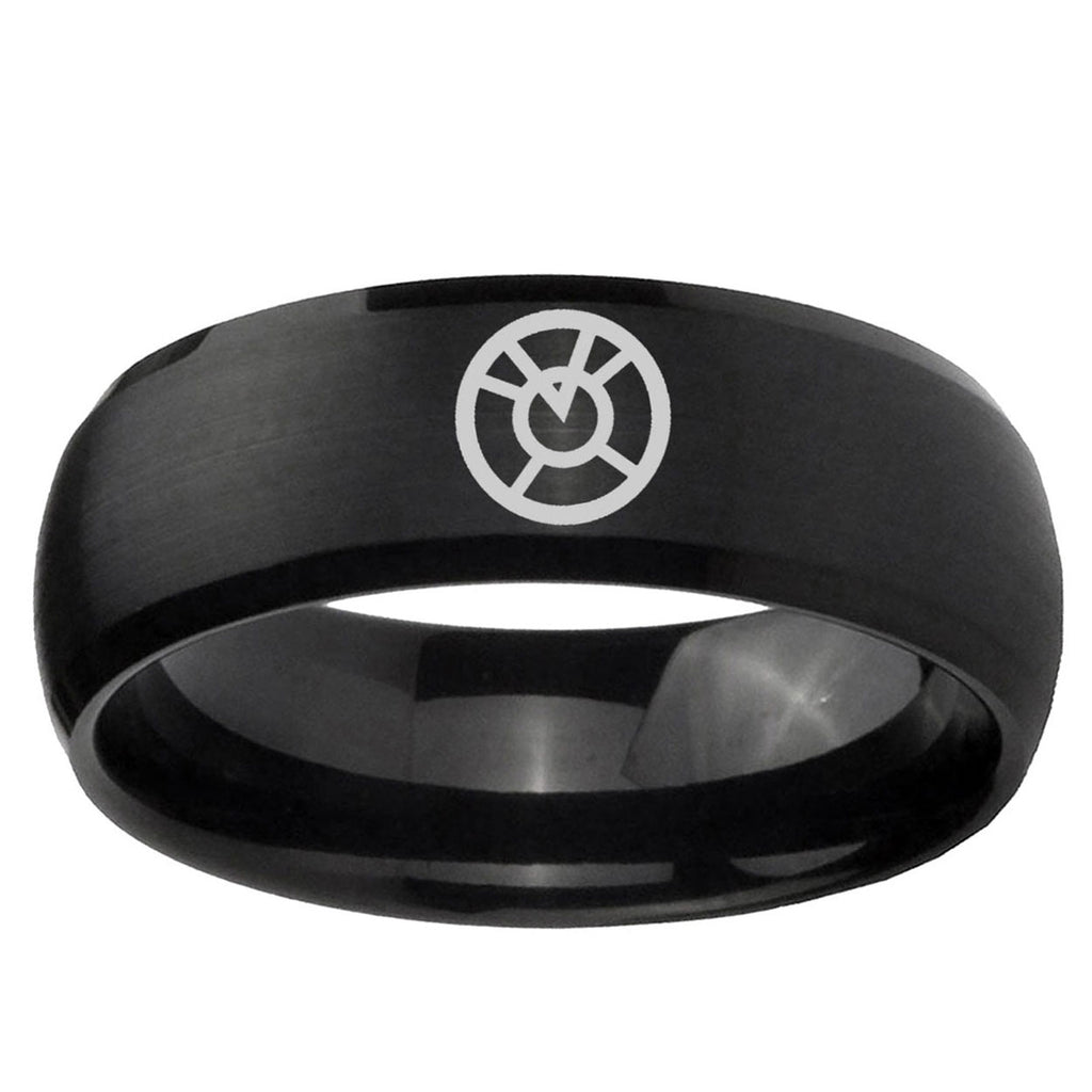 5MMOrange lantern Dome Matte Black Mens Wedding Bands Silver