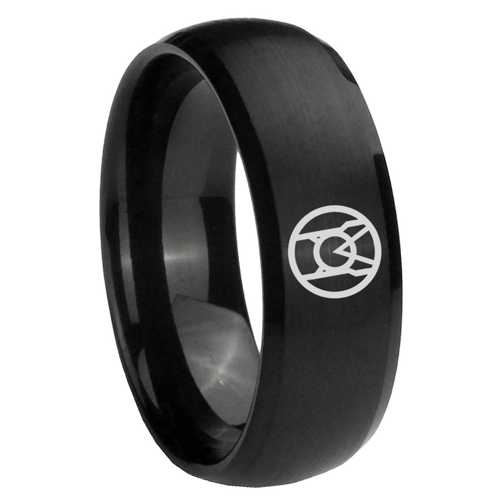 8MM Larfleeze Green Lantern Dome Matte Black Mens Wedding Bands Silver