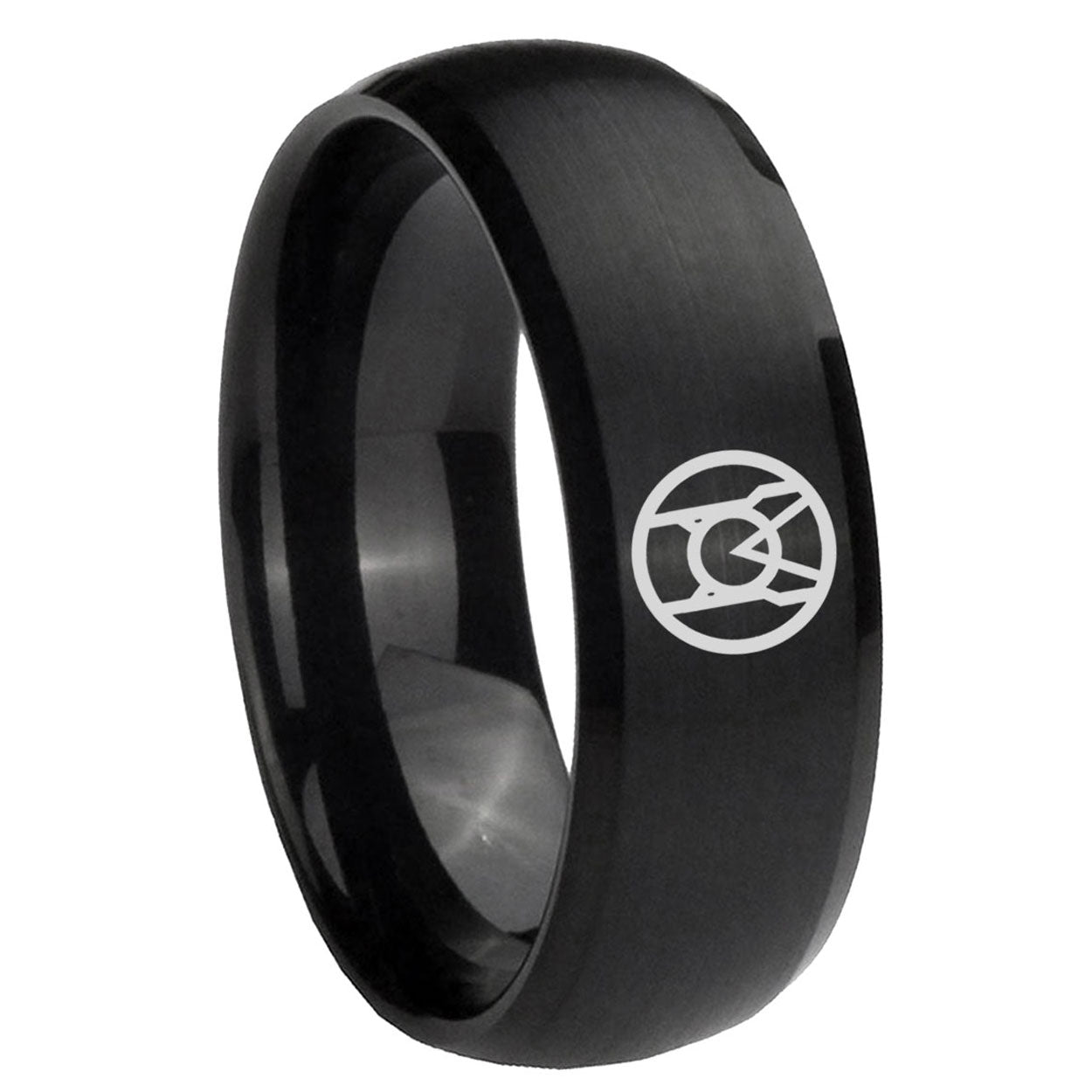 8MM Larfleeze Green Lantern Dome Matte Black Mens Wedding Bands Silver
