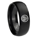 8MM Silver Lantern Dome Matte Black Mens Wedding Bands Silver