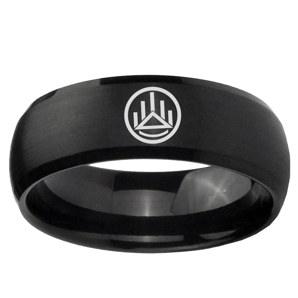 5MMSilver Lantern Dome Matte Black Mens Wedding Bands Silver
