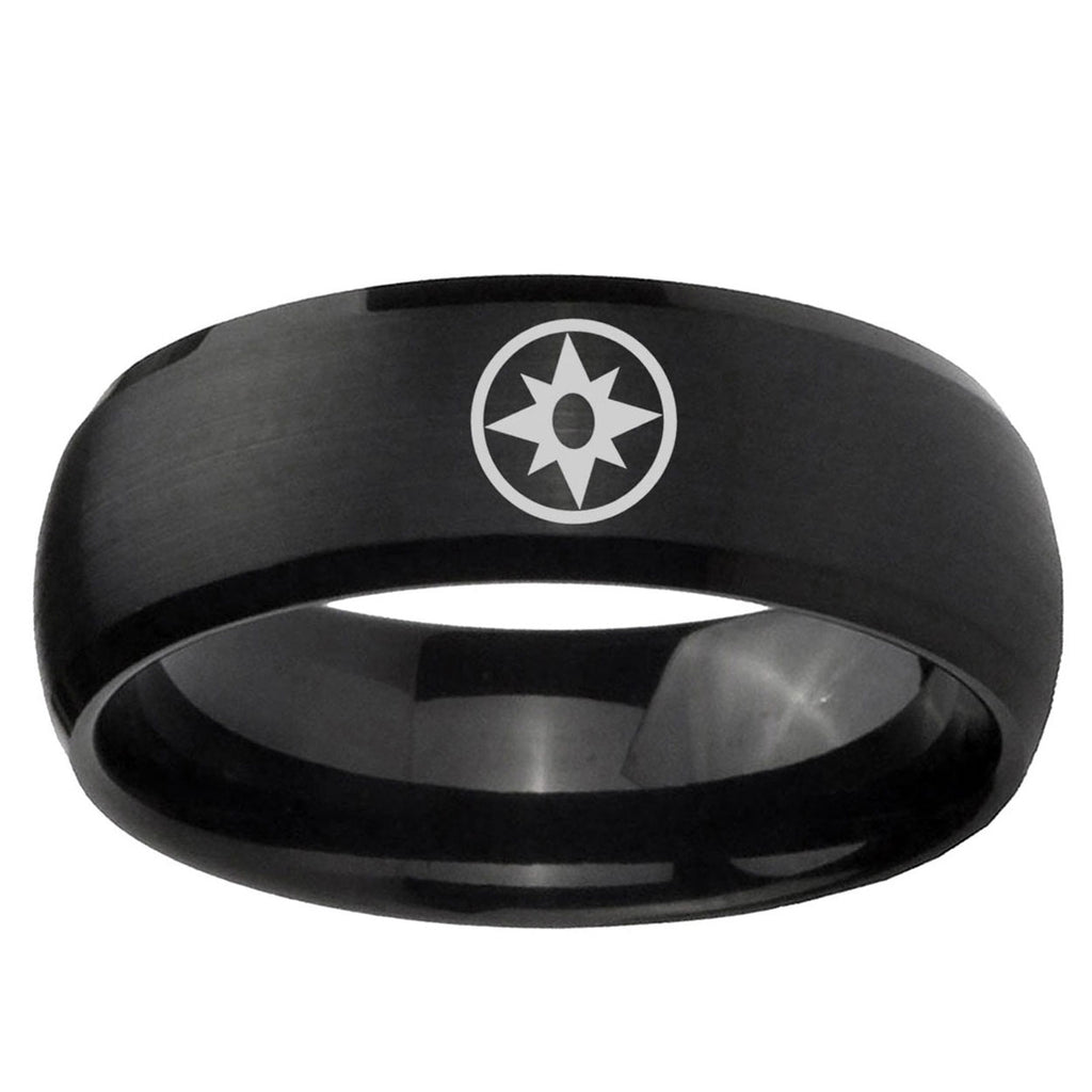 5MMStar Sapphire Lantern Dome Matte Black Mens Wedding Bands Silver