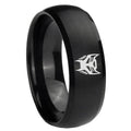 8MM Transformers Insignias Dome Matte Black Mens Wedding Bands Silver