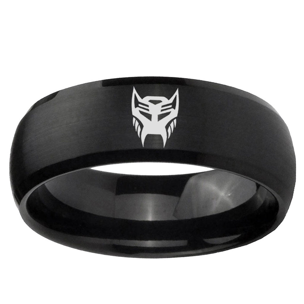 5MMTransformers Insignias Dome Matte Black Mens Wedding Bands Silver