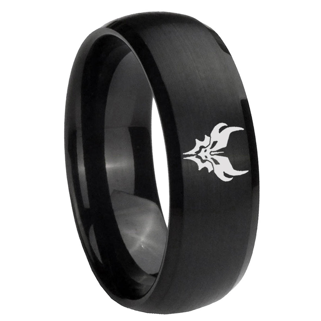 8MM Transformers Shatterback Dome Matte Black Mens Wedding Bands Silver