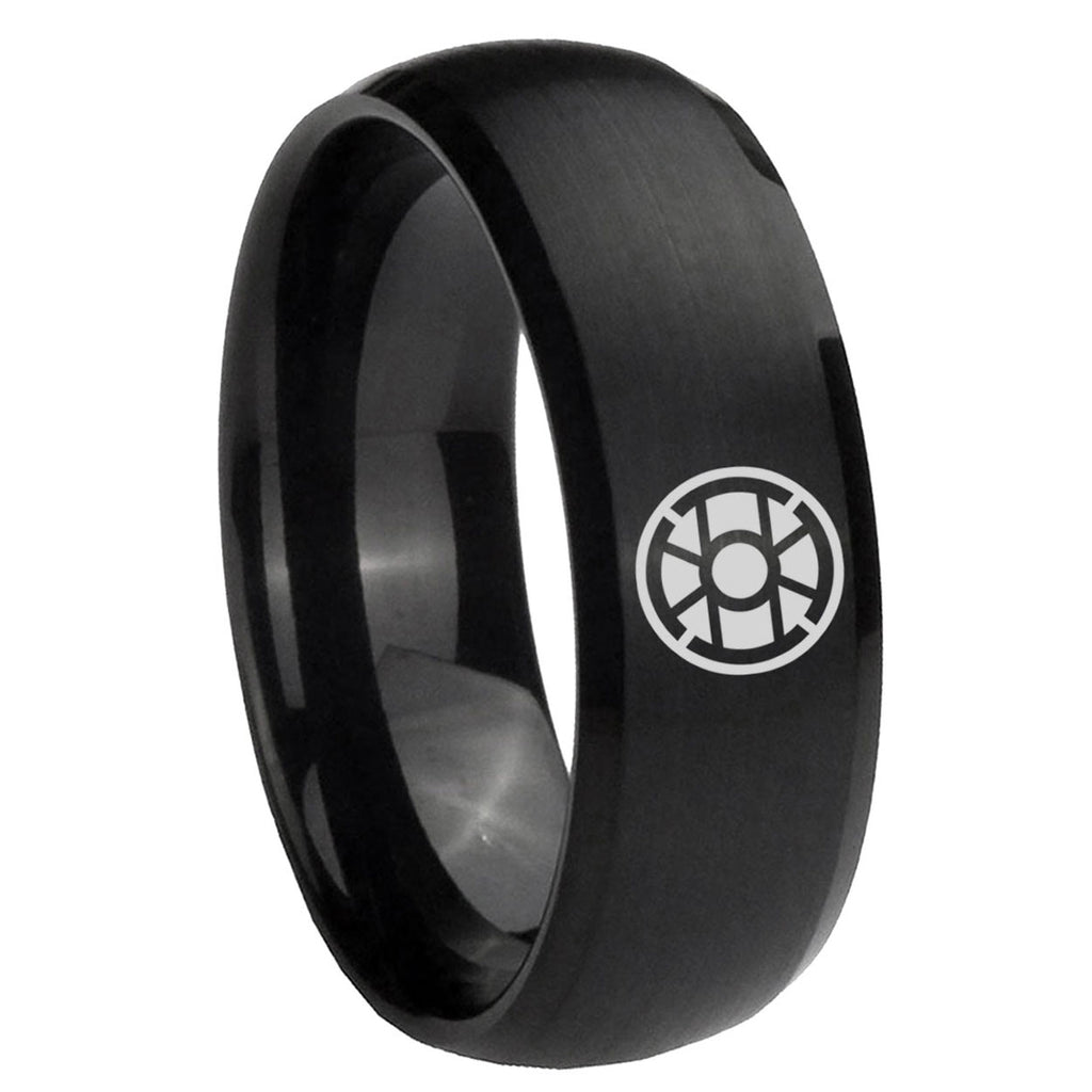 8MM Gold Lantern Dome Matte Black Mens Wedding Bands Silver