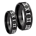 Roman Numeral Step Edges Brush Black Tungsten His and Hers