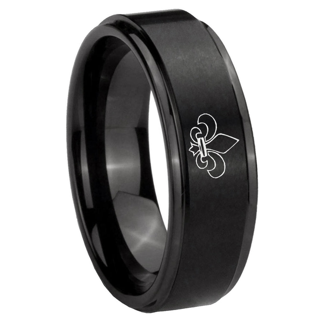Etched Tribal Pattern Tungsten Carbide Wedding Ring Sets