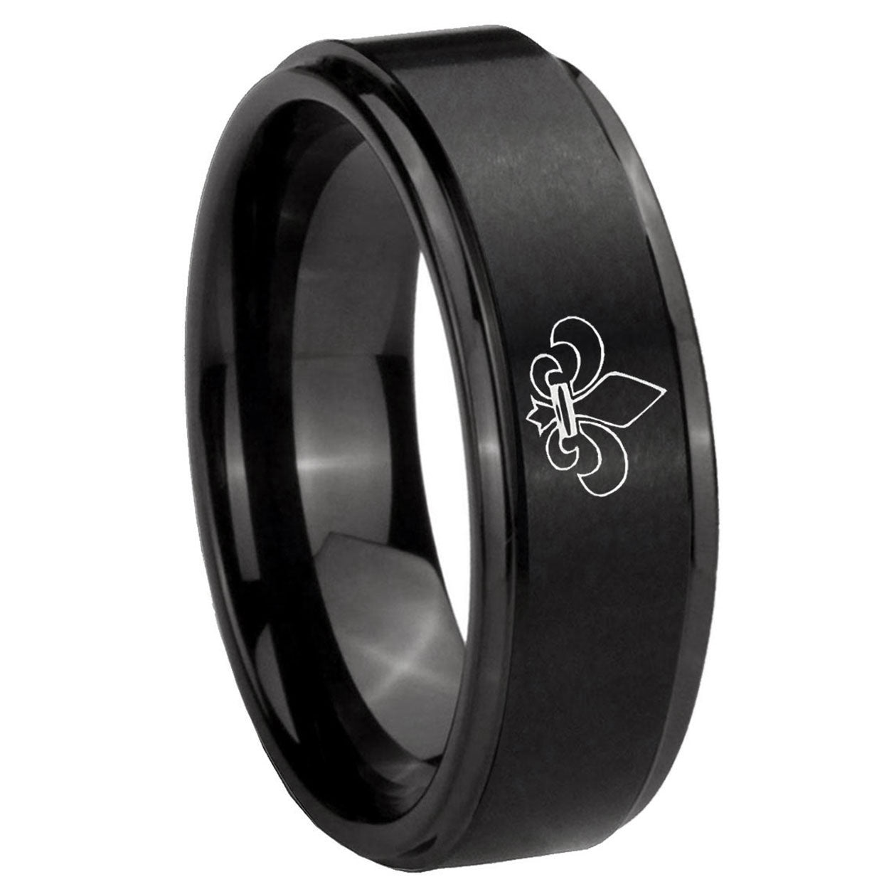 Etched Tribal Pattern Tungsten Carbide Wedding Ring Sets