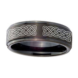 8mm-Celtic-Knot-Step-Edges-Brush-Black-Tungsten-Carbide-Mens-Anniversary-Ring