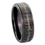 8mm Lord Of The Rings Step Edge Black Tungsten Male Wedding Rings
