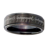 5, 8mm Lord Of The Rings Step Edge Black Tungsten Male Wedding Rings