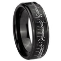8mm Lord Of The Ring Step Edge Black Tungsten Male Ring