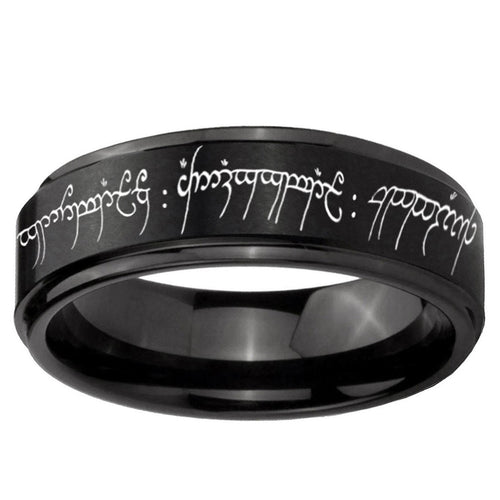 5mm Lord Of The Ring Step Edge Black Tungsten Male Ring