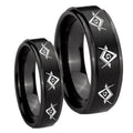 Master Mason Masonic Step Edges Brush Black Tungsten Couple Wedding Bands