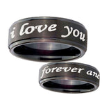 10mm-I-Love-You-Forever-and-ever-Step-Edges-Brush-Black-Tungsten-Engraved-Ring