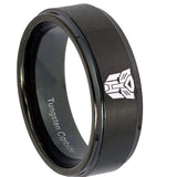 10mm-Transformers-Autobot-Step-Edges-Brush-Black-Tungsten-Mens-Bands-Ring