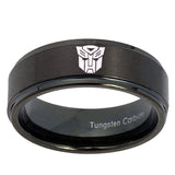 10mm-Transformers-Autobot-Step-Edges-Brush-Black-Tungsten-Mens-Bands-Ring