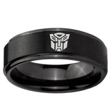 5, 8mm Transformers Autobot Step Edge Brush Black Tungsten Ring
