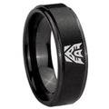 10mm Decepticon Transformers Step Edges Brush Black Tungsten Men's Band Ring