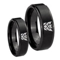 Decepticon Transformers Step Edges Brush Black Tungsten Mens Set Ring